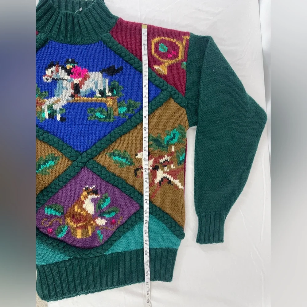 VTG Millers Sportif Equestrian Wool Sweater with Horse and Fox Motif - Picture 11 of 11